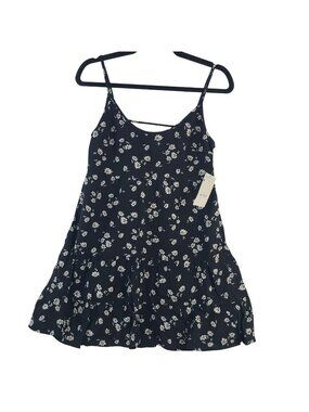 NEW Floral Print Black Sleeveless Mini Dress Tiered Ruffle Hem Sz XS